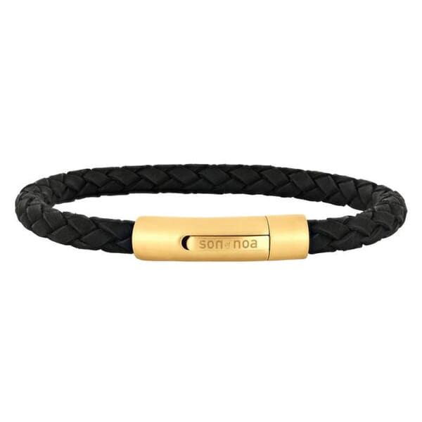 Herrearmbånd i calvelskinn, sort, 21 cm. SON of NOA - 897022BLACK21
